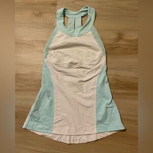 Lululemon Run Make It Count fitted Athletic Tank Tops Blue White Sz 2